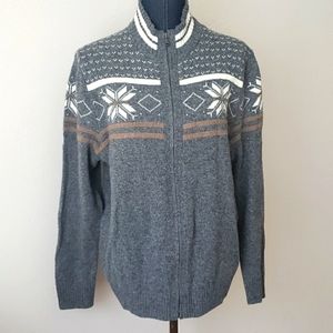 HUDSON NORTH 55% Wool Zipup Gray Sweater